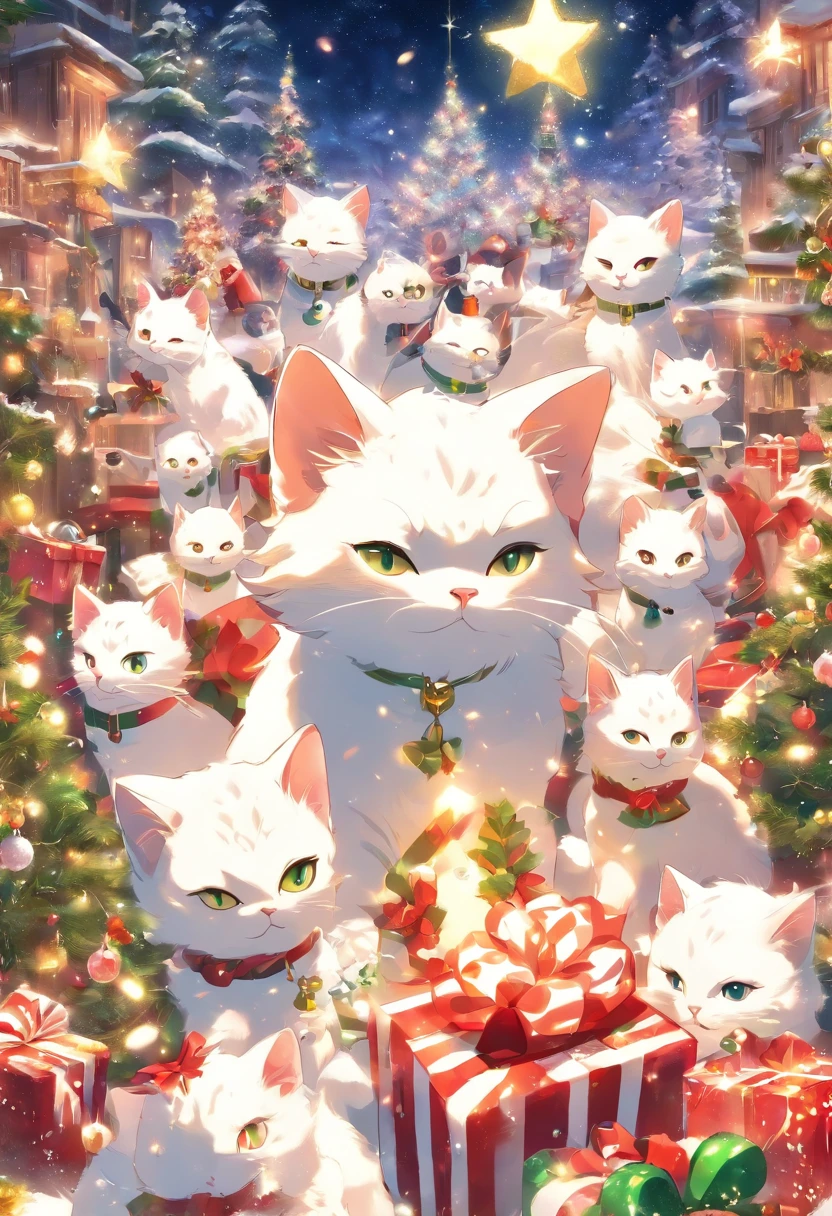 White Cat Christmas Party,biologically correct,1cat