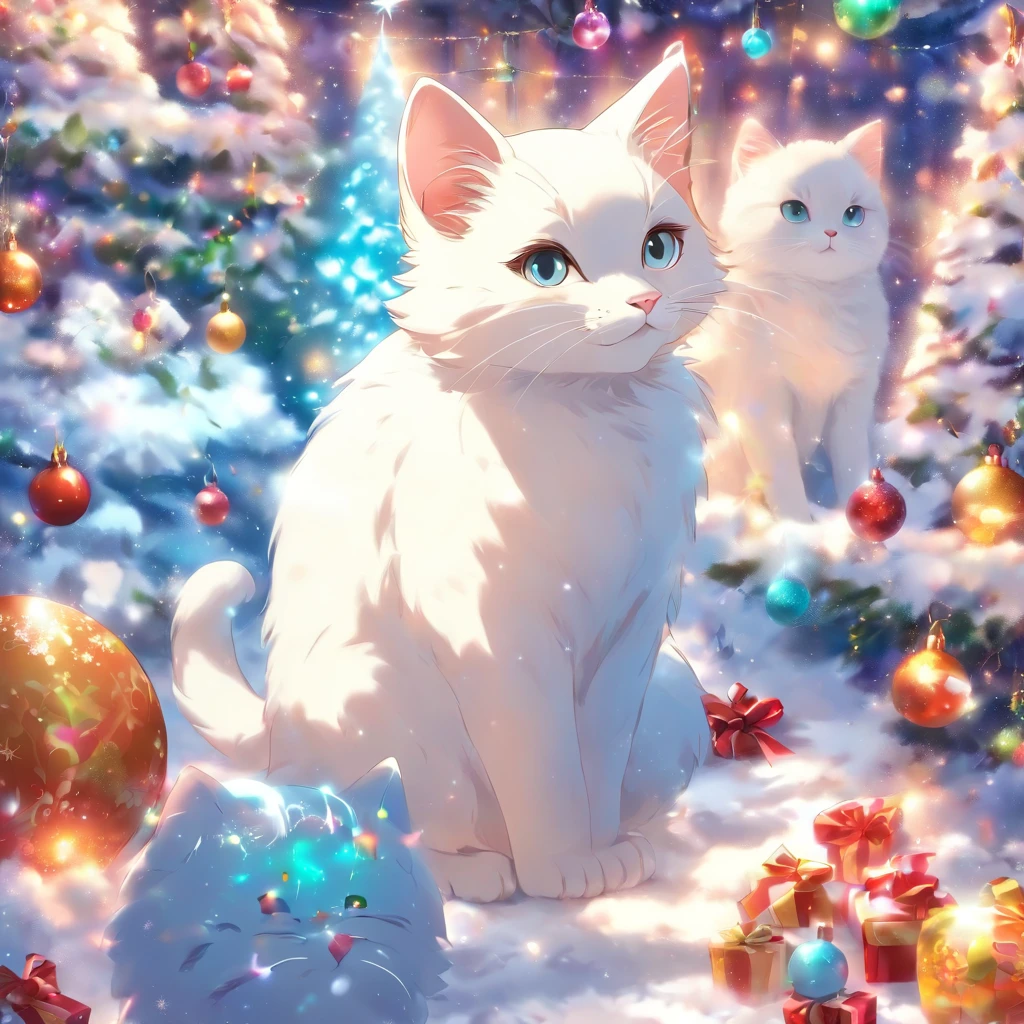 White Cat Christmas Party,biologically correct,1cat
