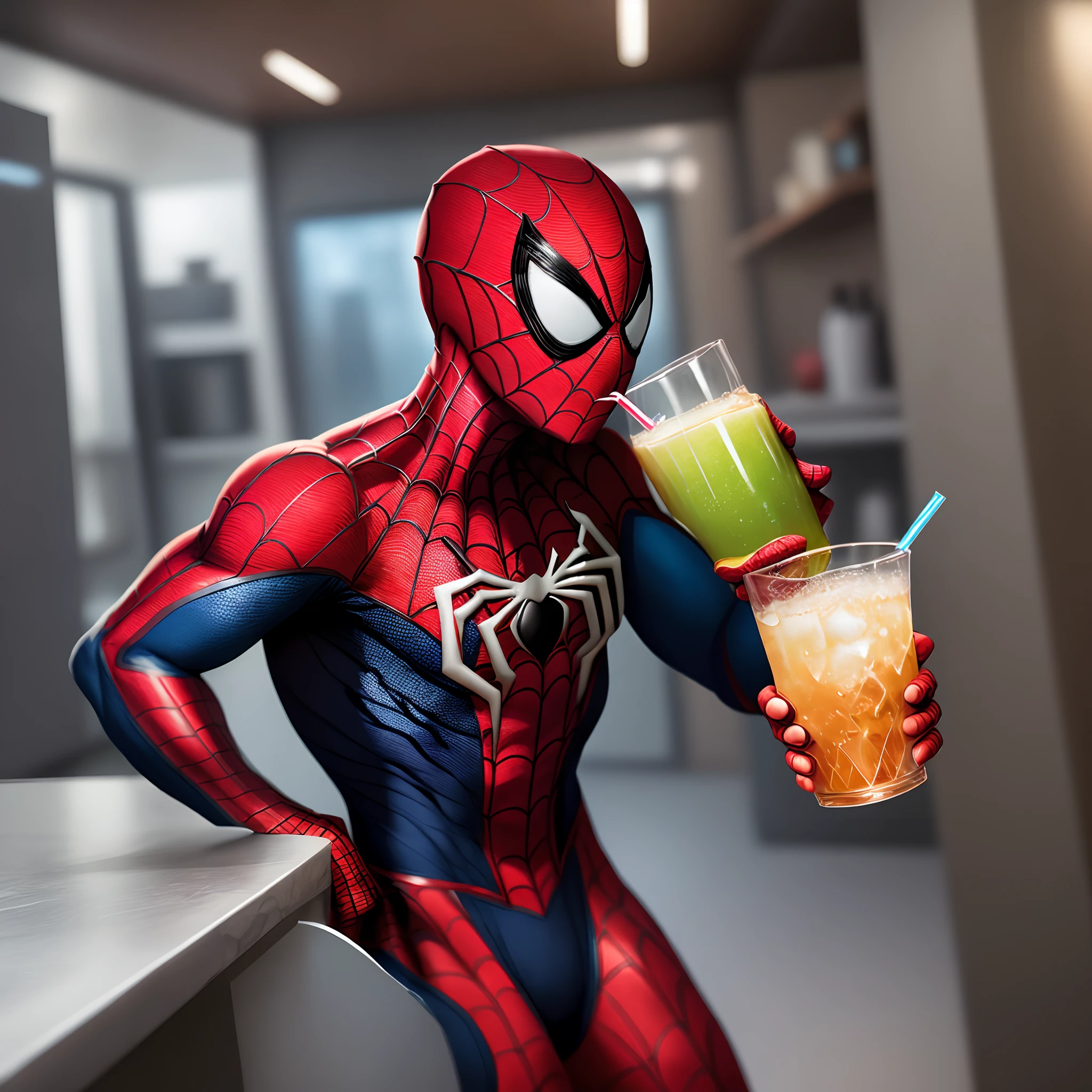 spiderman sipping on wock