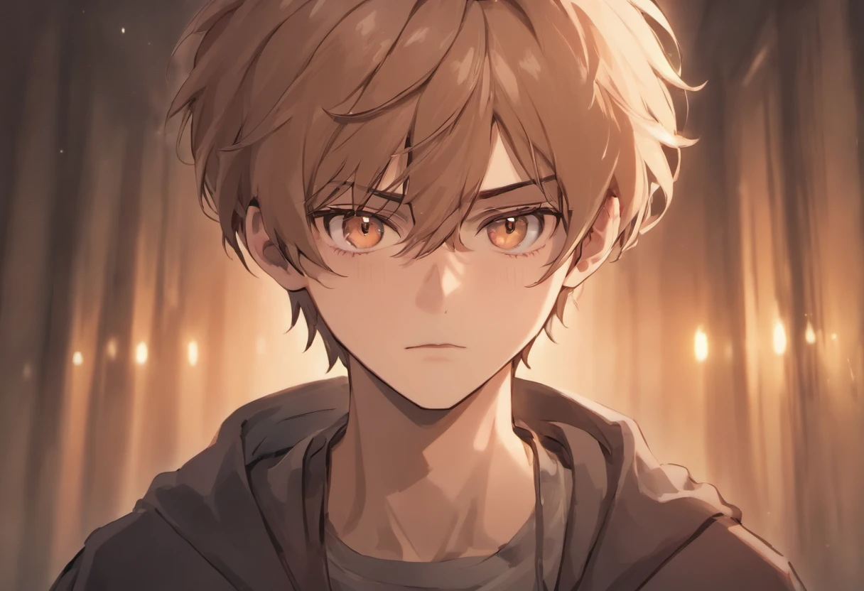 ((1male)), 8k quality, 8k, ((mid-teen guy)), (young age), light brown Indian skin. (masterpiece), (young looking), facing, detailed face, perfect face, good looking, slightly cute, innocent expression, cosy vibe, ethereal moonlight coming from the left, close-up photography, wearing a dark brown coat, a minimal cinematic photography of a teenage young guy squinting his eyes while staring at the viewer, empty eyes, volumetric lighting, dynamic lighting, raytracing, RTX, (peach hair), emotionless innocent expression, (peach crystal eyes), luxurious european style library room, hyperrealistic lighting, (dramatic lighting), short hair, smooth details, ((short hair)), drawn by Sam Yang, white eyebrows, while eyelashes, pink and red sunlight hitting him, he is 14 years old, grey woollen scarf which is wrapped around the neck and flying back, night time, in the style of Sam Yang, book on a table