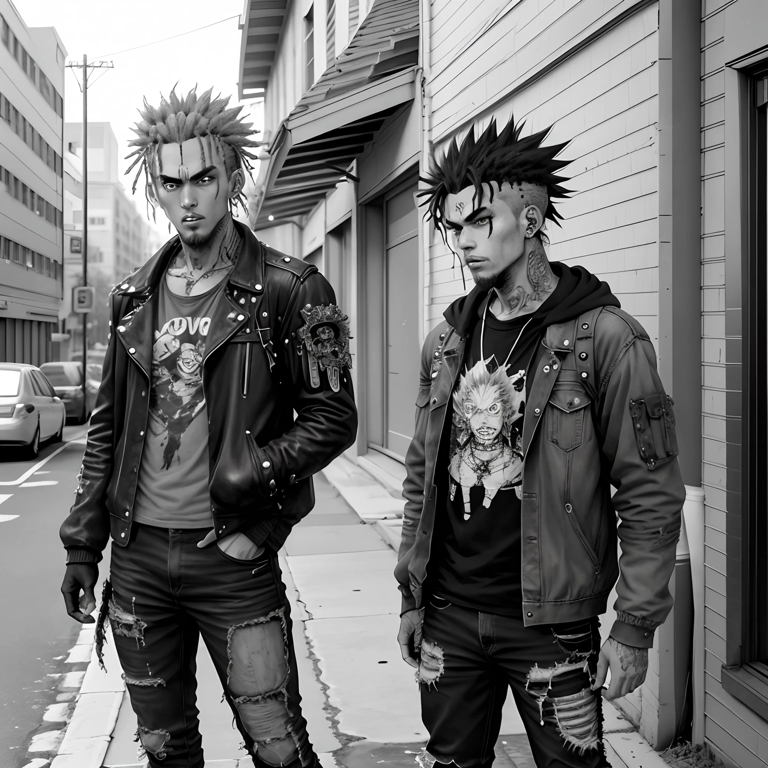 Retro manga crust punk in manga panels