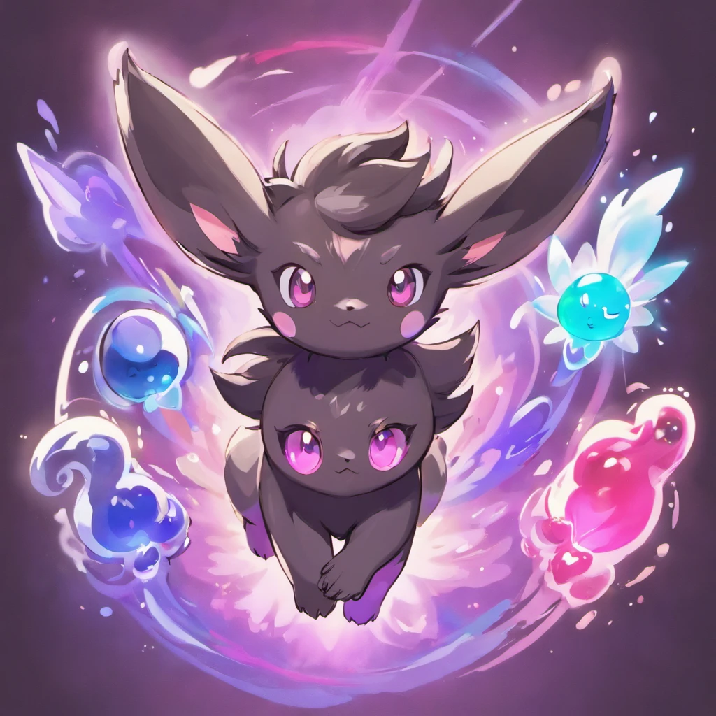 Eevee, Gurdy,Ebony Black, tusk, Ghost violet and pink aura, loimu, Nightmare, masutepiece, Best Quality,