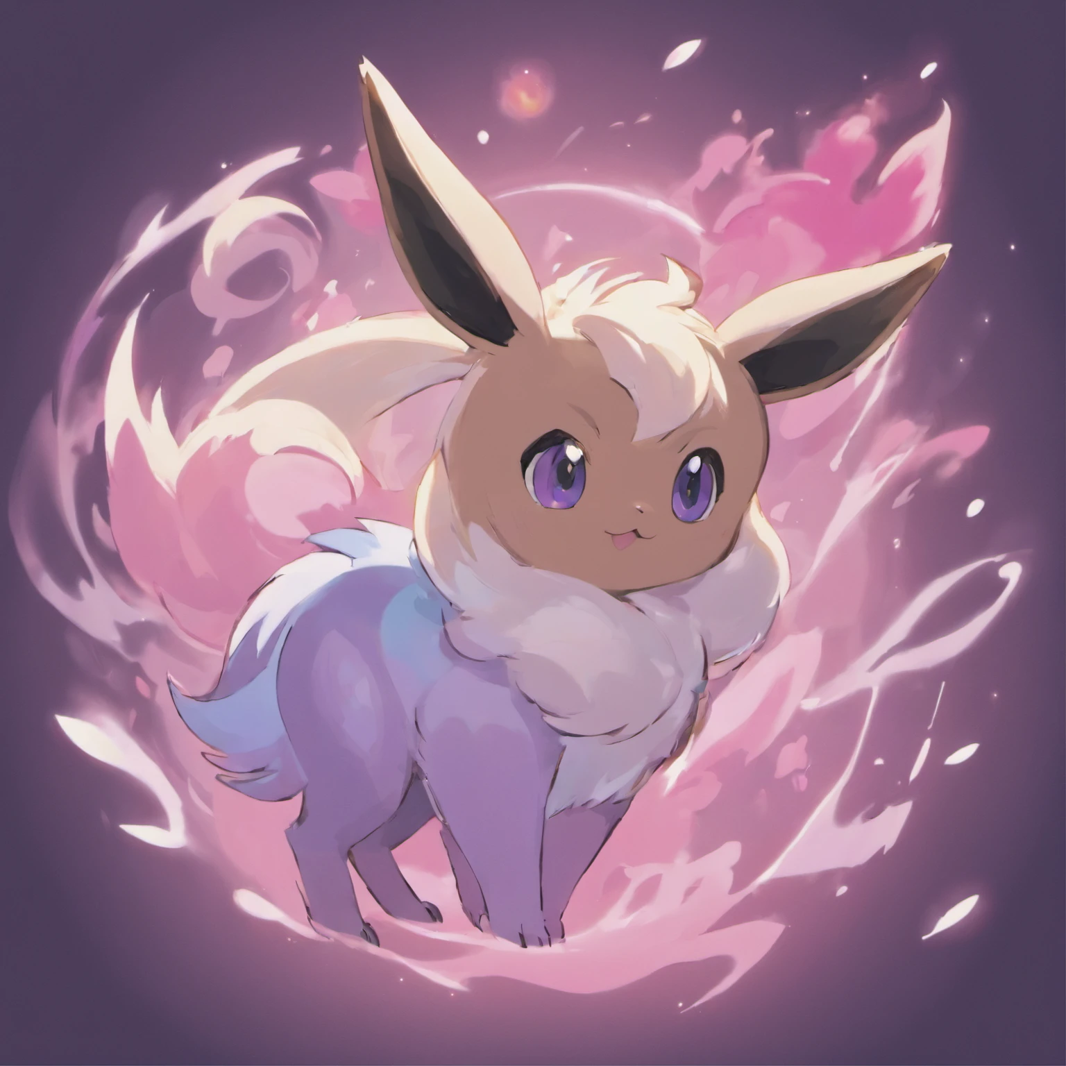 Eevee, Gurdy,Ebony Black, tusk, Ghost violet and pink aura, loimu, Nightmare, masutepiece, Best Quality,