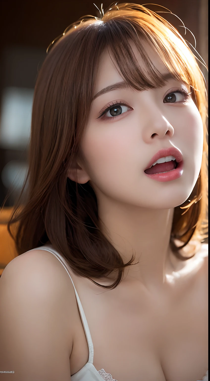 masutepiece, Best Quality, Illustration, Ultra-detailed, finely detail, hight resolution, 8K Wallpaper, Perfect dynamic composition, Beautiful detailed eyes , Hotel(Bet), Sexy face,Face feeling ecstasy,Face at the peak of sexual arousal,Excited face from sex