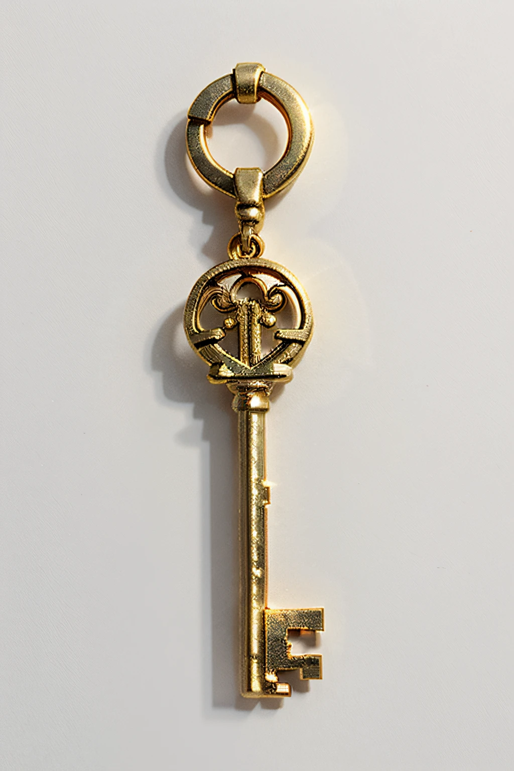 golden ancient key, white background