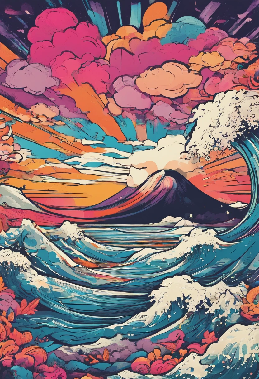 (japanese-inspired),(Rough seas and splashing waves),(I see mountains in the distance)、Ultra-long viewing angle,no man,scenecy,best qualtiy,detaileds
