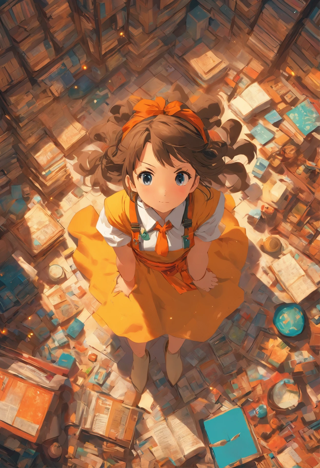 knolling layout, a girl, wearing dress, studio lighting, top view, high resolution, 8k，niji. journey V5