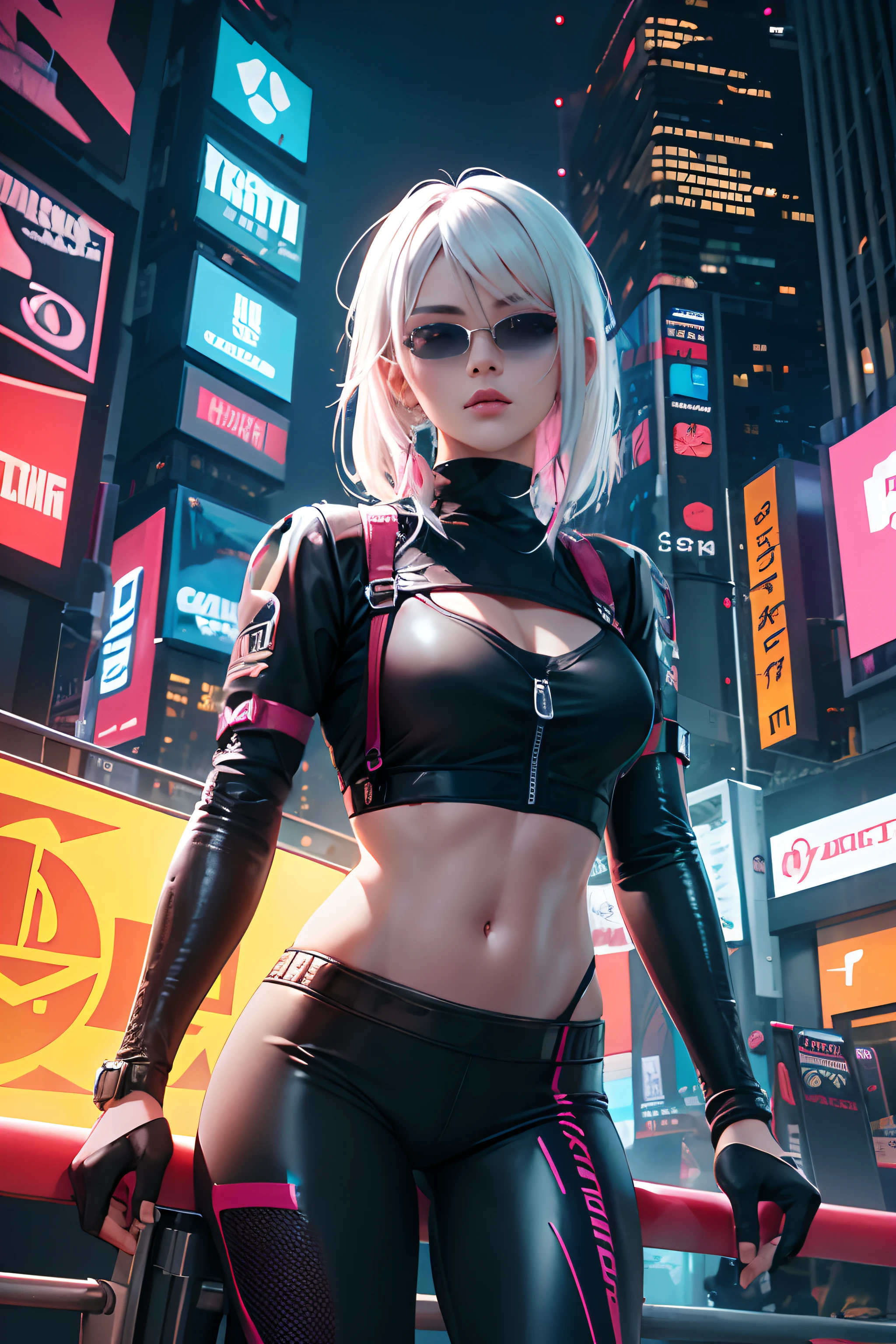 realistic girl with grey hair and grey leather outfit sitting on a chair, female cyberpunk realistic girl, modern cyberpunk realistic, cyberpunk realistic girl mech, in a cyber - punk ally, cyberpunk realistic, tattoo in cyberpunk style, in cyber punk 2077, blindfold, demon girl, (((wearing a black hijab)))