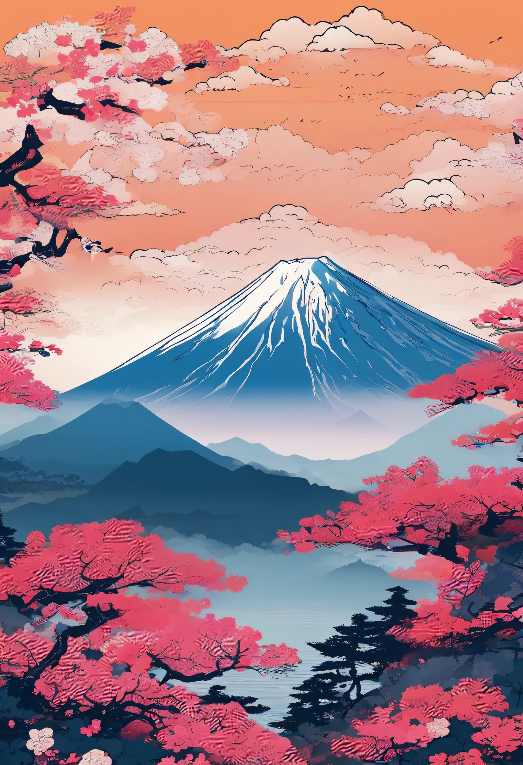 (japanese-inspired),Mountains shrouded in fog and low clouds々々And distant mountains々, Volcanic fog, japan mountains, Fog blanket, (myst), myst, Mt fuji, mont. Fuji, Rolling fog, Layered Fog, mountain fuji on the background, Foggy Mountain々, mountain fuji on the background, Foggy, Foggy clouds, Mountains on foggy background々々, mount fuji background, With fog、、Ultra-long viewing angle,no man,scenecy,best qualtiy,detaileds