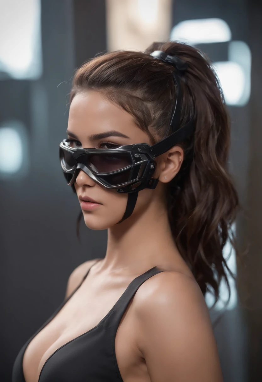 ((melhor qualidade)), ((obra-prima)), (detalhado: 1.4), ......3d, (Bruna Marquezine) como uma linda mulher cyberpunk, (((corpo inteiro))), (Techpunk mask:1.2), corpo esguio, kung-fu, cabelo preto, olhos negros, transparente, corpo brilhante, ninja ciborgue, ::style futurista cyberpunk, Estilo realista,  HDR (high dynamic range), ray tracing, NVIDIA RTX, Super-Resolution, irreal 5, Subsurface dispersão, Textura PBR, Post-processing, anisotropic filtering, profundidade de campo, Maximum clarity and sharpness, texturas multicamadas, Albedo e mapas Speculares, surface shading, Accurate simulation of light-material interaction, perfectly proportions, octan render, Two-tone lighting, Abertura ampla, ISO baixo, White balance, 8K ::n_style pintura digital, deformed parts, rosto deformado, ((rosto feio)), ((deformed hands)),