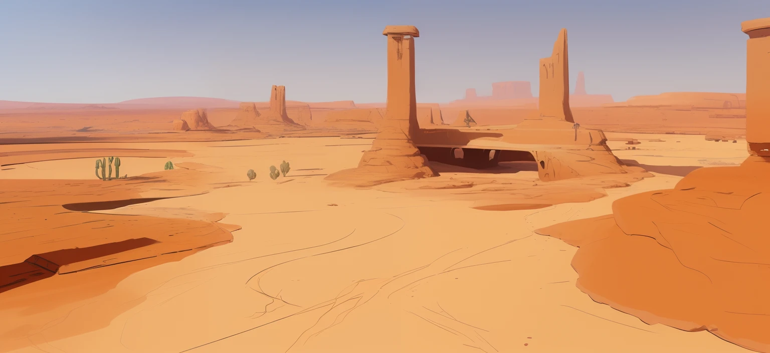 painting of a desert landscape with a river and a bridge, environment painting, digital painting concept art, environment concept art, oil paint concept art, environment design illustration, painterly concept art, low detailed. digital painting, concept painting, environment art, environmental concept art, concept art style, digital 4k painting, smooth digital concept art, illustration concept art