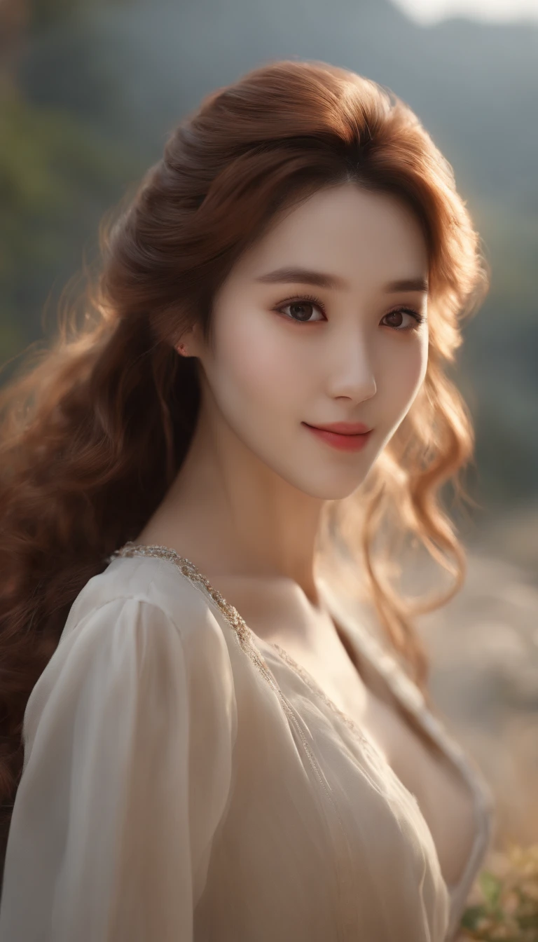 Describe a person、A smile。top-quality、超A high resolution、(Photorealsitic:1.4)、8K分辨率、1girl in、(Random hair:1.3)、(photo-realistic hair:1.2)、(photorealistic eye:1.2)、(beauitful face:1.3)、Slim body,