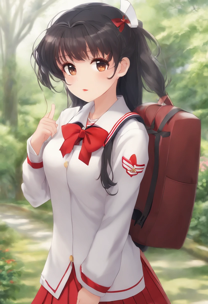 Sailor Mars.Young girl in uniform looking up, girl wearing school uniform, Seifuku, Wearing school uniform, Wearing a school uniform, School uniform, Japan school uniform, wearing japanese school uniform, School bag, japanese girl school uniform, JK Uniform, uniform background, with a backpack, School Girl, Sailor Uniform, age female schoolgirl, Beige uniform