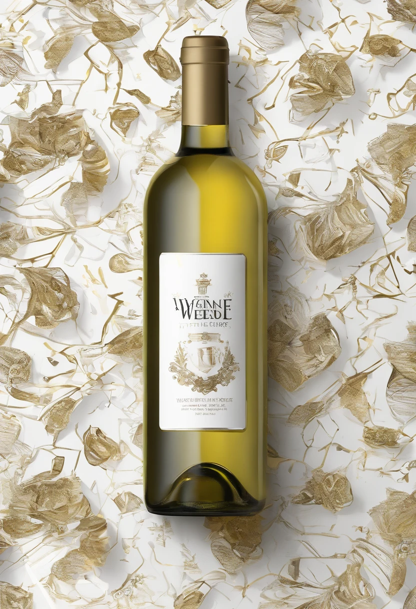 White wine label pattern sticker，European trend graffiti personality free and open sticker set with white silhouette ，clean backdrop
