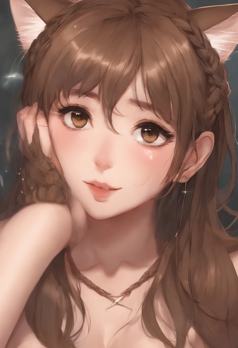 A light blush and a smile, (Masterpiece of the highest quality:1.2) Delicate illustrations, super detailed, /Beautiful Japanese Women、1 person,Very cute and slim、Outstanding style 、((8K images、super high quality))、Very delicate face, Skin and Hair、Red lipstick、Long Hair、straggling hair,(((((Gradient Hair、brown hair))))),Eyes and nose are clearly visible、Kind eyes,(((Off-the-shoulder sweater、Watching the audience、full body shot)))