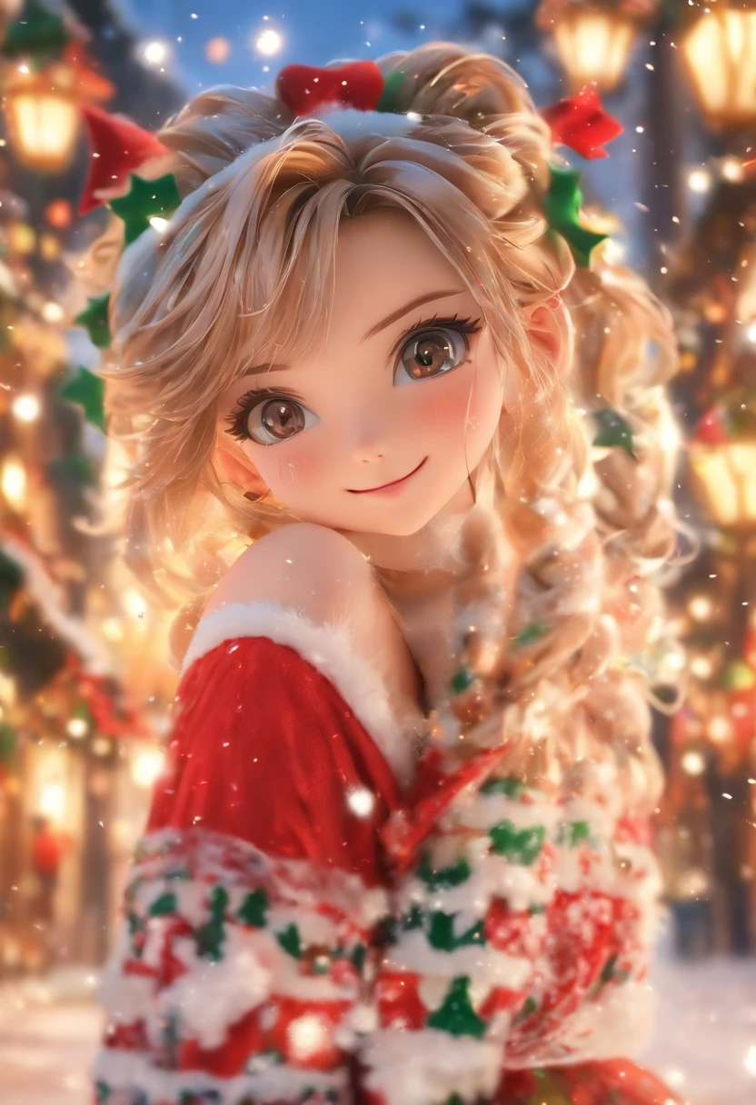 1 cute girl,Plush socks with Christmas elements,short skirt,Christmas theme,(tmasterpiece: 1.2) (realisticlying: 1.2) (Bokeh) (best qualityer) (Detailed skins: 1.3) (intricately details) (8K) (detailedeyes) (sharp-focus), (cheerfulness) a blind box toy, Glossy and delicate,Clean background, Good gloss, 3D rendering of,Best quality,Bright sunny days,(tmasterpiece:1.2) (realisticlying:1.2) (Bokeh) (best qualtiy) (detailedskin:1.3) (complexdetails) (8K) (detailedeyes) (Sharp focus),(having fun)