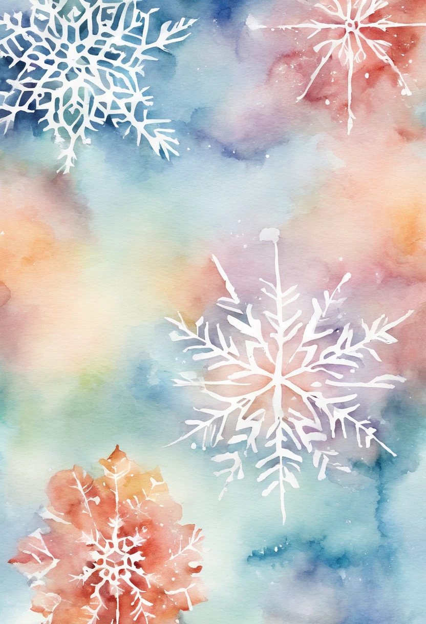 Watercolor winter snowflake background