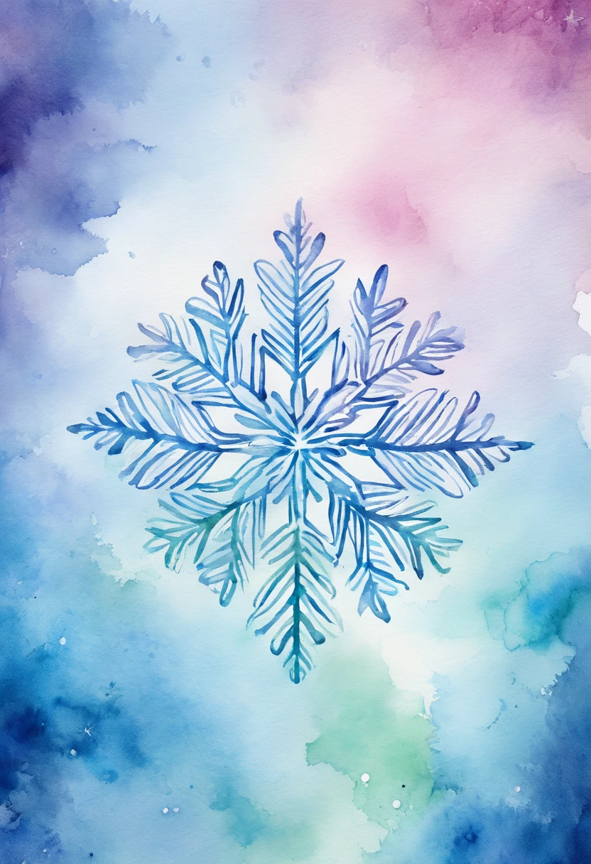 Watercolor winter snowflake background