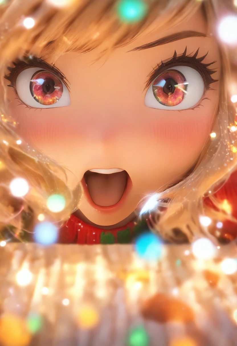 1 cute girl，Plush socks with Christmas elements，short  skirt，Christmas theme，(tmasterpiece: 1.2) (realisticlying: 1.2) (Bokeh) (best qualityer) (Detailed skins: 1.3) (intricately details) (8K) (detailedeyes) (sharp-focus), (cheerfulness) a blind box toy, Glossy and delicate,Clean background, Good gloss, 3D rendering of,Best quality，Bright sunny days，（tmasterpiece：1.2） （realisticlying：1.2） （Bokeh） （best qualtiy） （detailedskin：1.3） （complexdetails） （8K） （detailedeyes） （Sharp focus）,（having fun）