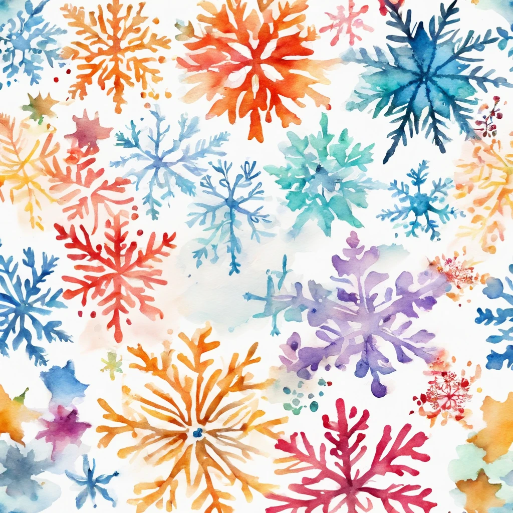christmas watercolor background with snowflakes