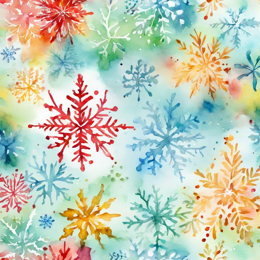 christmas watercolor background with snowflakes