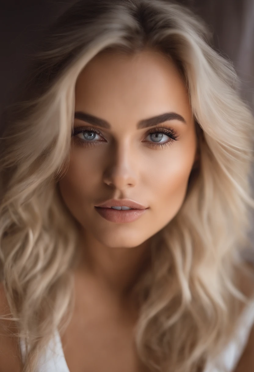 Blonde woman with matching tank top and panties, fille sexy aux yeux bleus, Portrait Sophie Mudd, Portrait de Corinna Kopf, cheveux blonds et grands yeux, selfie of a young woman, Les yeux dans la chambre, Violet Myers, ohne Maquillage, maquillage naturel, Look directly into the camera, Visage avec Artgram, dezentes Maquillage, Superbe photo du corps entier, dans la chambre, Fission