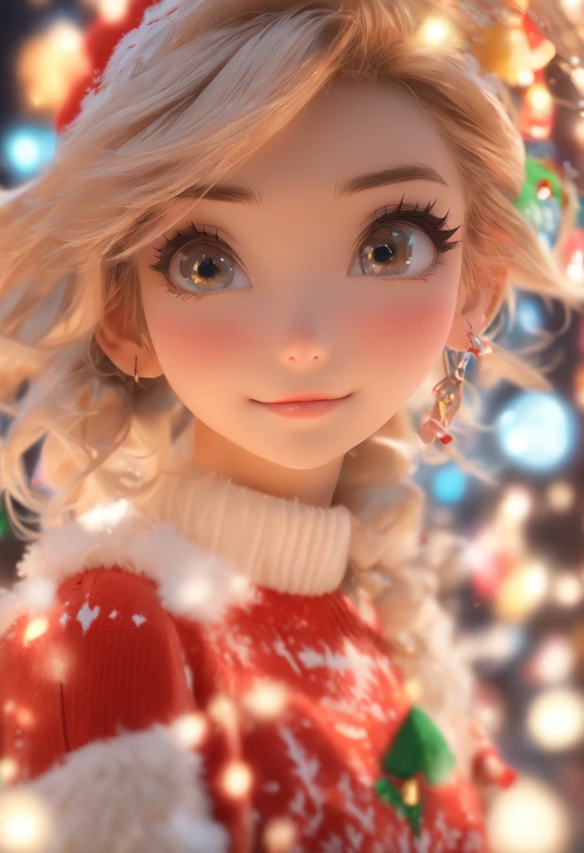 1 cute girl,Plush socks with Christmas elements,short skirt,Christmas theme,(tmasterpiece: 1.2) (realisticlying: 1.2) (Bokeh) (best qualityer) (Detailed skins: 1.3) (intricately details) (8K) (detailedeyes) (sharp-focus), (cheerfulness) a blind box toy, Glossy and delicate,Clean background, Good gloss, 3D rendering of,Best quality,Bright sunny days,(tmasterpiece:1.2) (realisticlying:1.2) (Bokeh) (best qualtiy) (detailedskin:1.3) (complexdetails) (8K) (detailedeyes) (Sharp focus),(having fun)