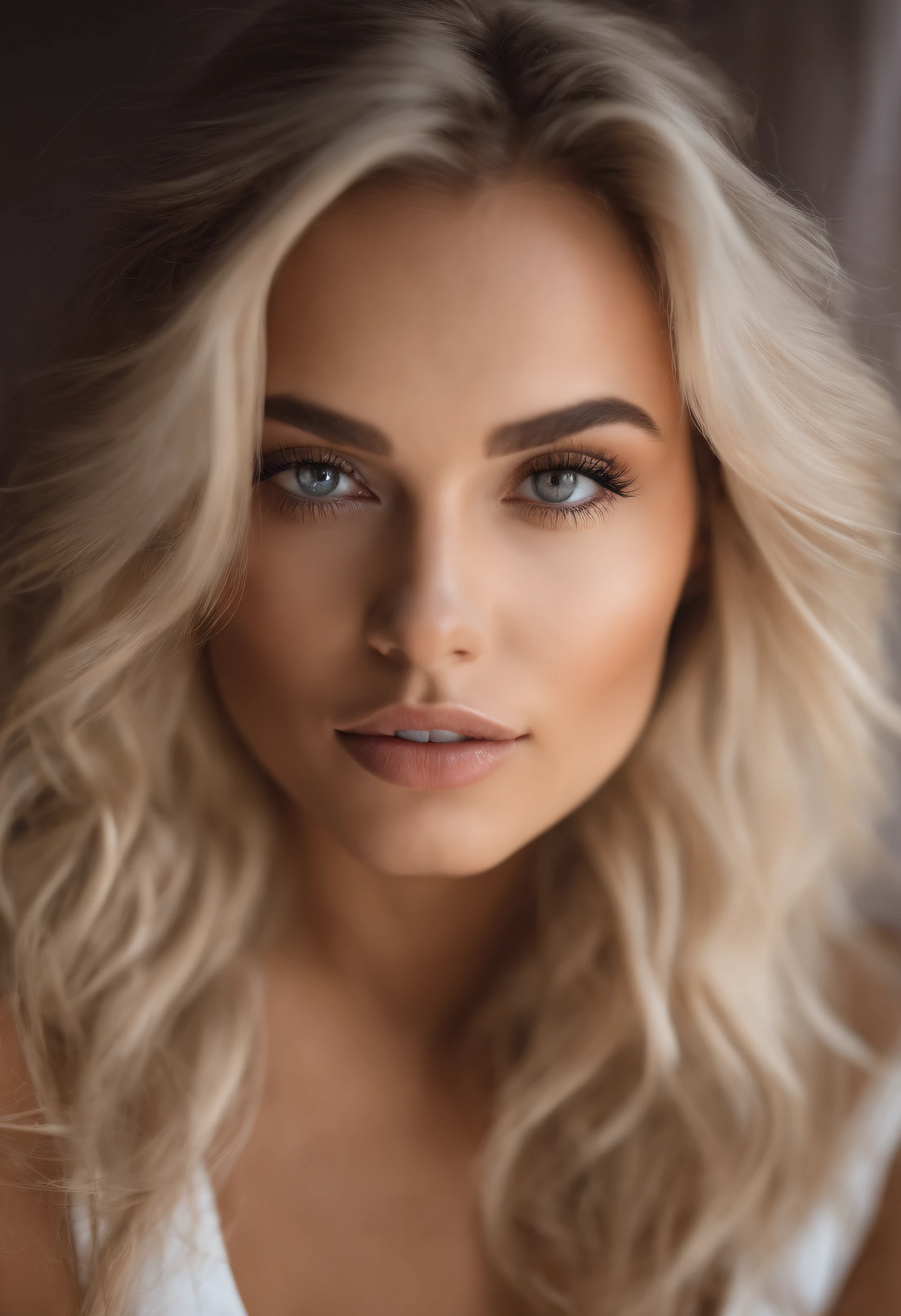 Blonde woman with matching tank top and panties, fille sexy aux yeux bleus, Portrait Sophie Mudd, Portrait de Corinna Kopf, cheveux blonds et grands yeux, selfie of a young woman, Les yeux dans la chambre, Violet Myers, ohne Maquillage, maquillage naturel, Look directly into the camera, Visage avec Artgram, dezentes Maquillage, Superbe photo du corps entier, dans la chambre, Fission