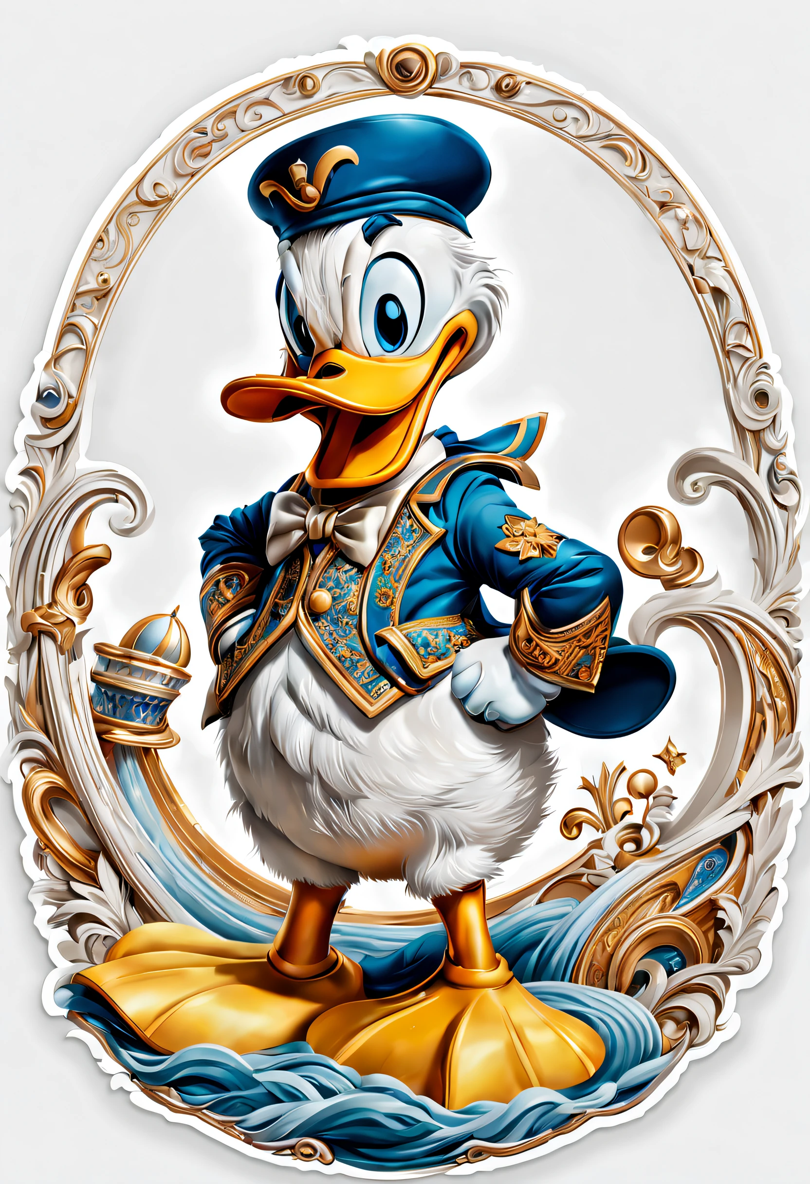 (masterpiece: 1.2), (best quality), (ultra detailed), (8k, 4k, intricate), (highly detailed: 1.2), donald duck sticker design white background infinity