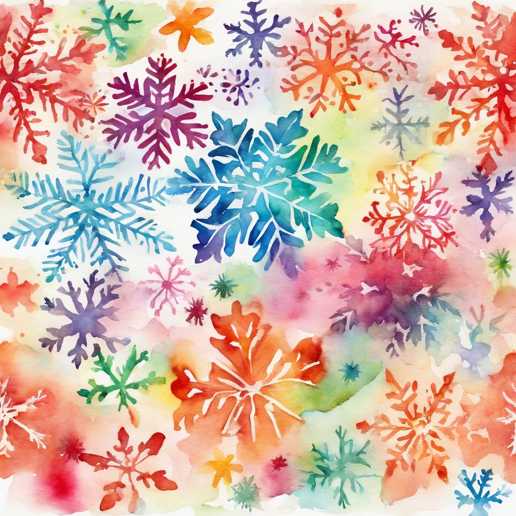 christmas watercolor background with snowflakes
