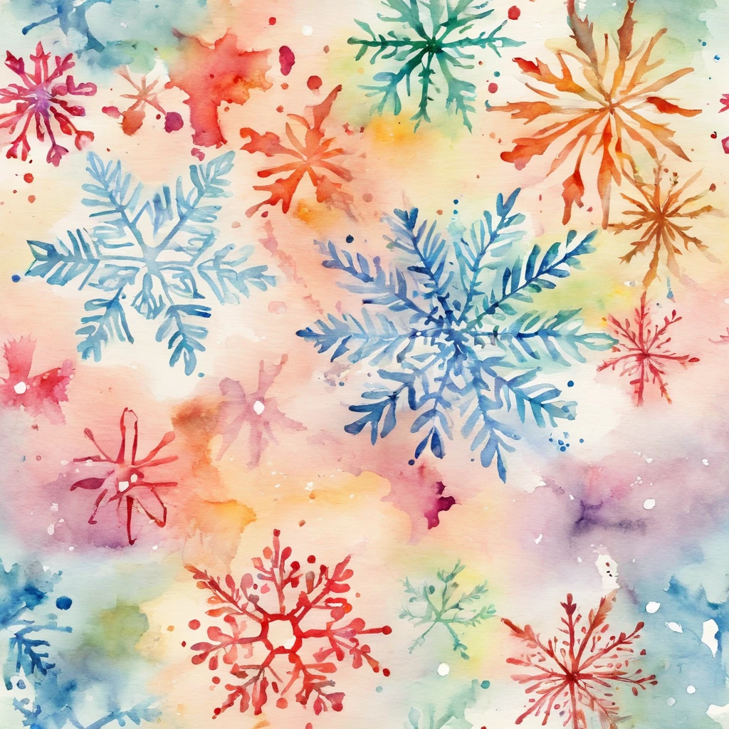 christmas watercolor background with snowflakes