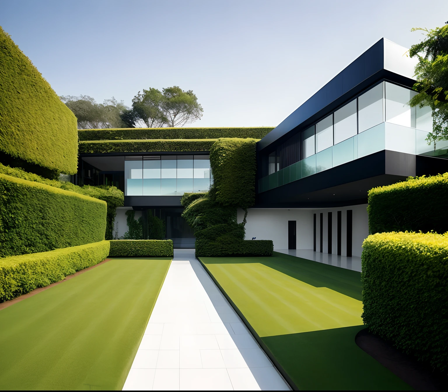 Arafeld glass building，There are lawns and steps leading to the terrace, inspired by Joao Artur da Silva, archdaily, sao paulo, author：Jürgen von Henderberg, author：Federico Zukkari, Joao Artur da Silva, author：Xavier Bloom Pinto, author：Konrad Wiitz, in style of norman foster, author：Alexander Fedosav