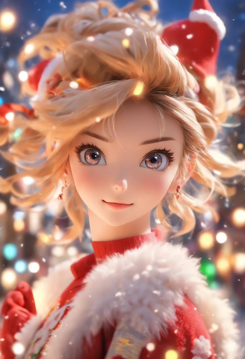 1 cute girl,Plush socks with Christmas elements,short skirt,Christmas theme,(tmasterpiece: 1.2) (realisticlying: 1.2) (Bokeh) (best qualityer) (Detailed skins: 1.3) (intricately details) (8K) (detailedeyes) (sharp-focus), (cheerfulness) a blind box toy, Glossy and delicate,Clean background, Good gloss, 3D rendering of,Best quality,Bright sunny days,(tmasterpiece:1.2) (realisticlying:1.2) (Bokeh) (best qualtiy) (detailedskin:1.3) (complexdetails) (8K) (detailedeyes) (Sharp focus),(having fun)