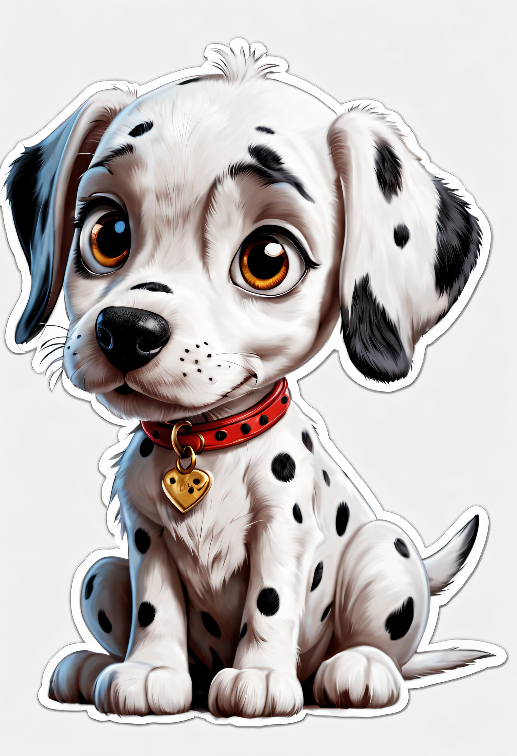 (masterpiece: 1.2), (best quality), (ultra detailed), (8k, 4k, intricate), (highly detailed: 1.2), puppy 101 dalmatians design infinity white background sticker