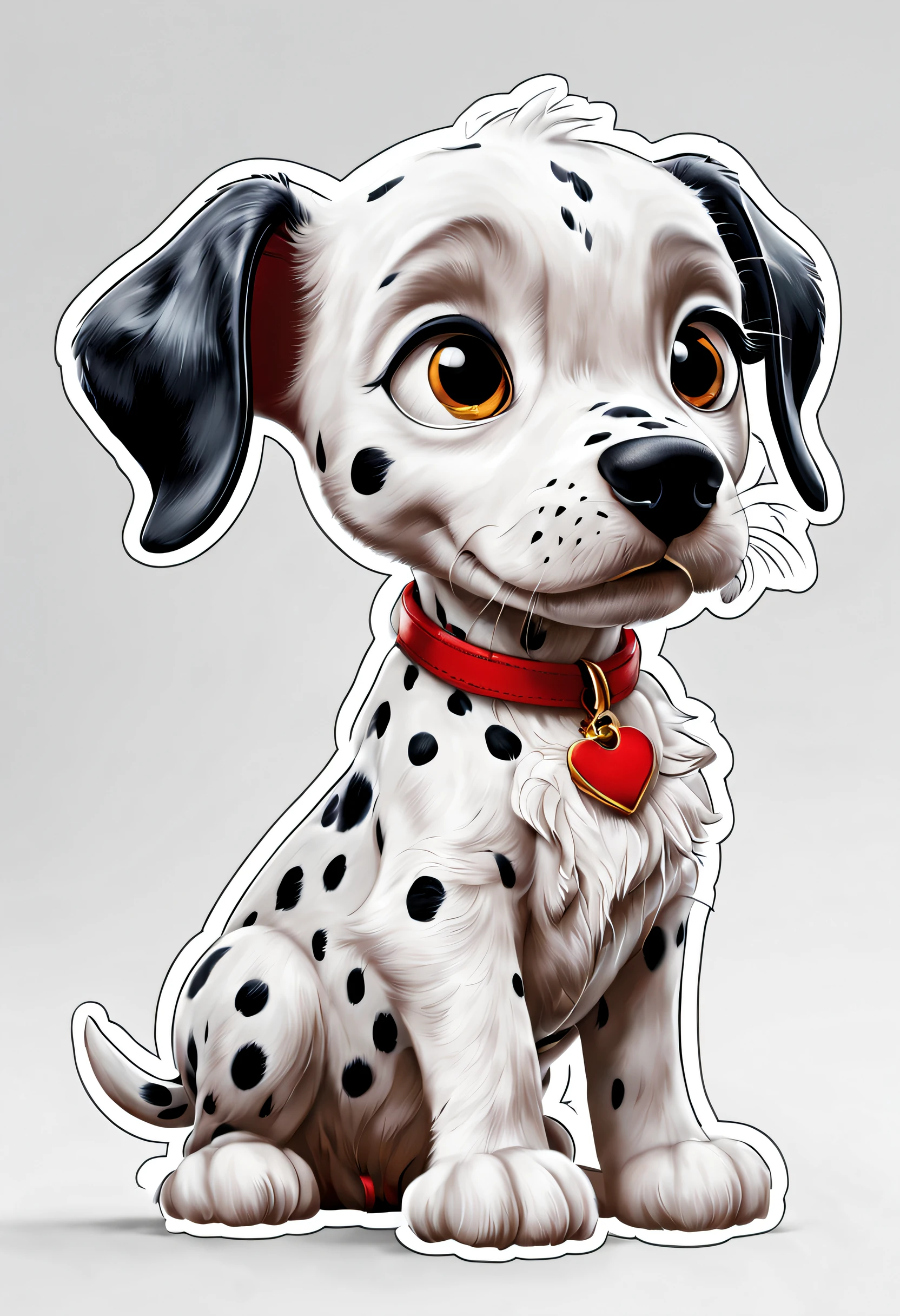 (masterpiece: 1.2), (best quality), (ultra detailed), (8k, 4k, intricate), (highly detailed: 1.2), puppy 101 dalmatians design infinity white background sticker