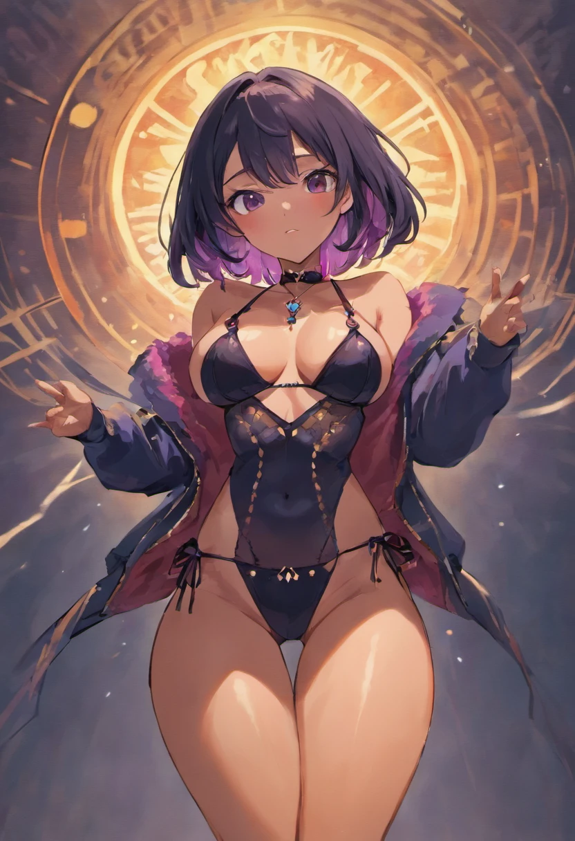 super big breats, super big thighs, black bra, black panties, legs spread, black asian girl