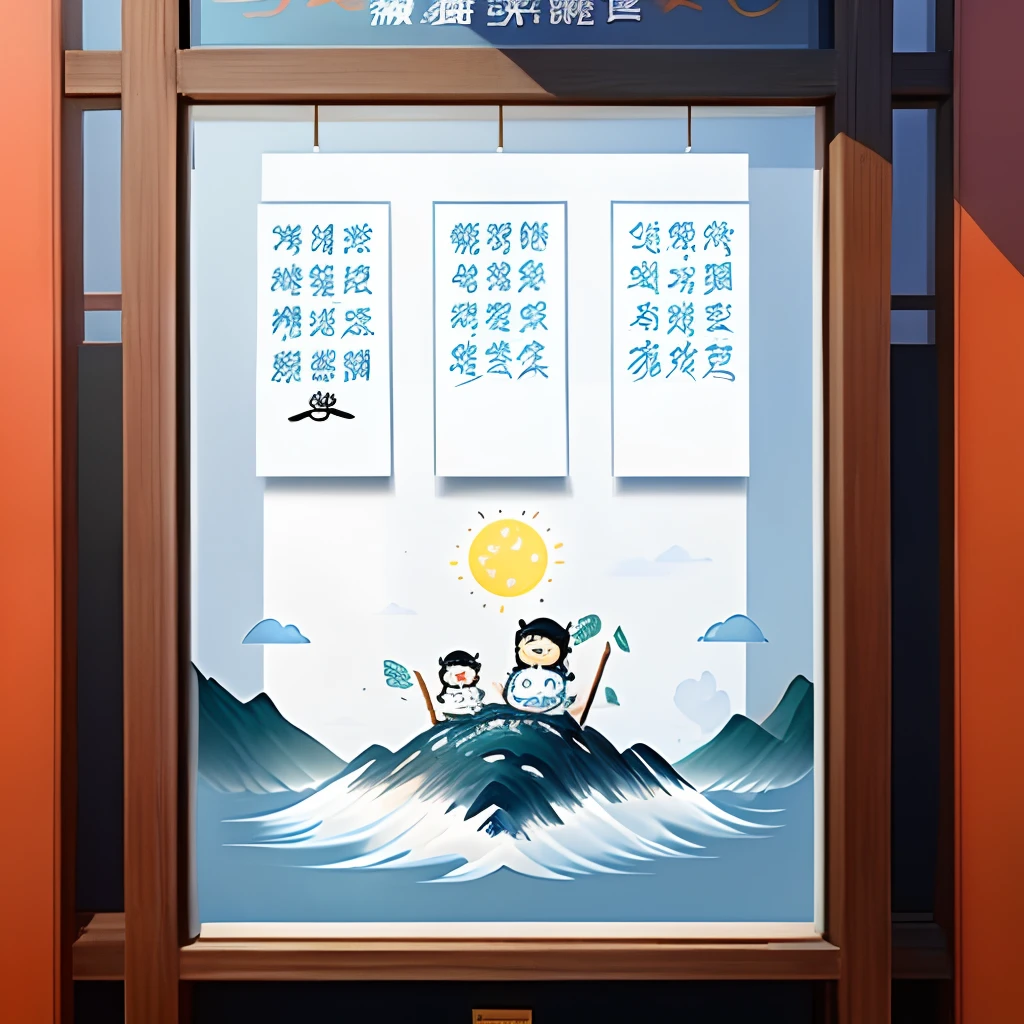 Frost fall solar term poster stick figure very creative Chinese style