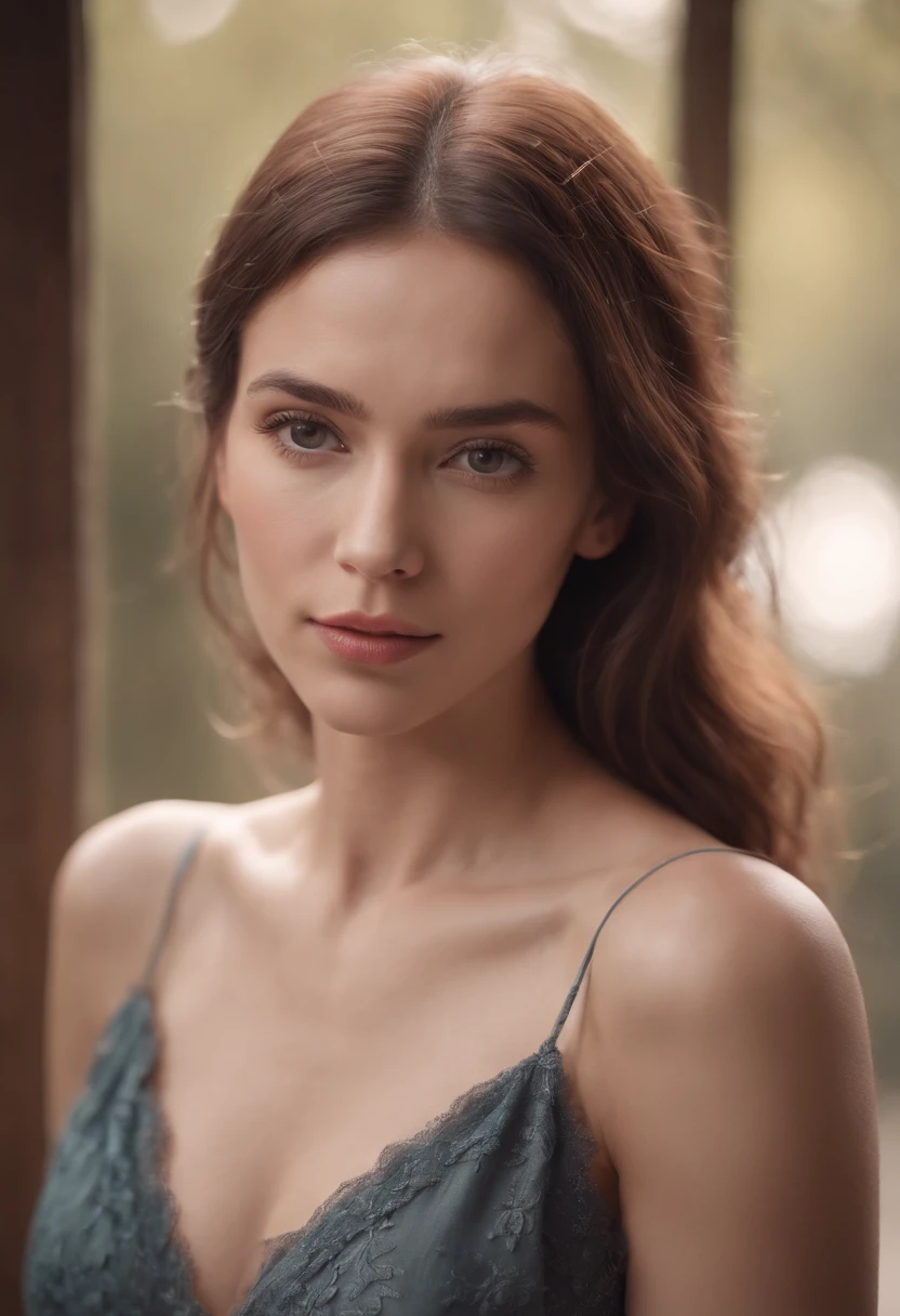 Bare shoulders and full chest