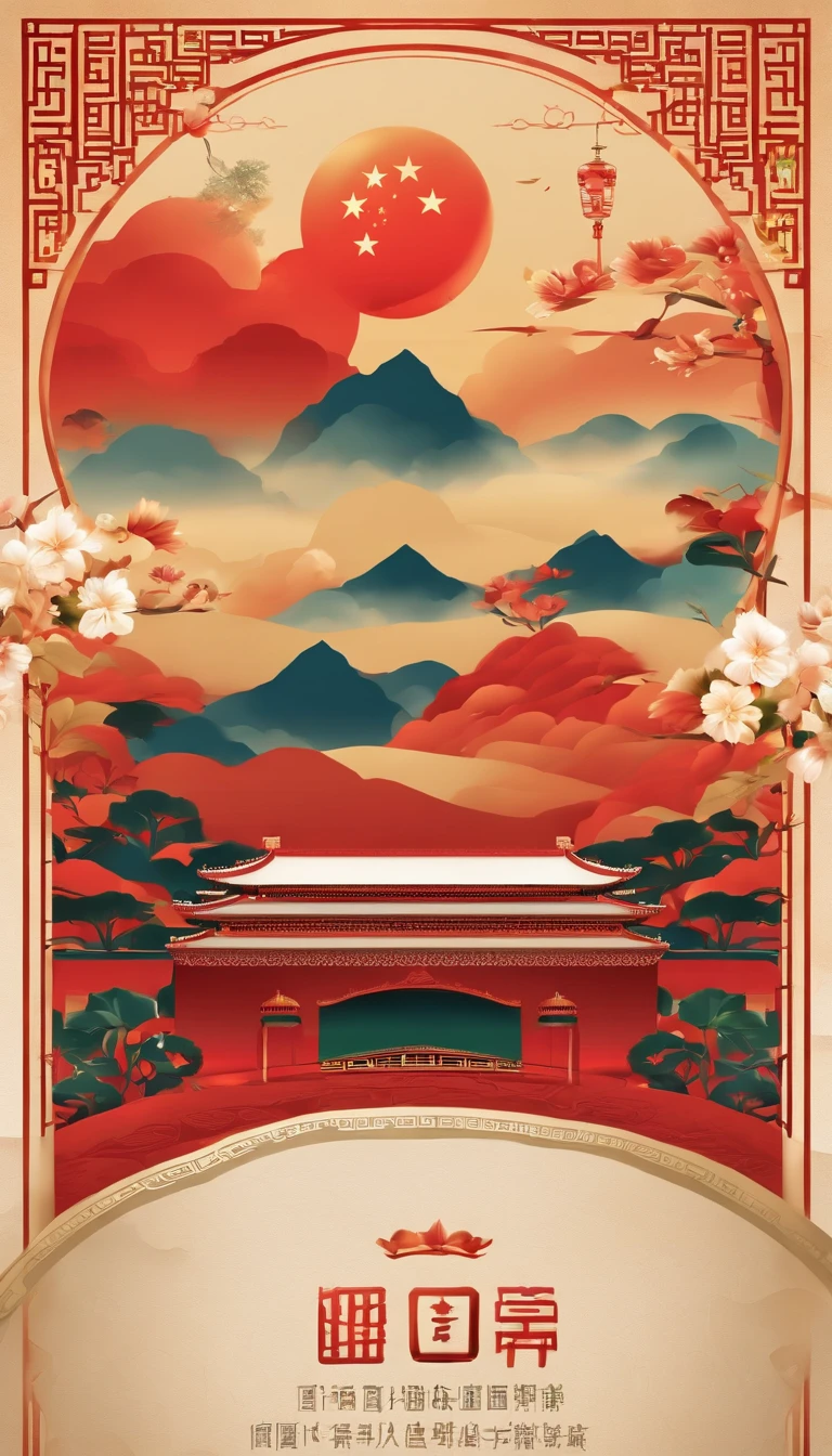 High-end simple Chinese National Day poster