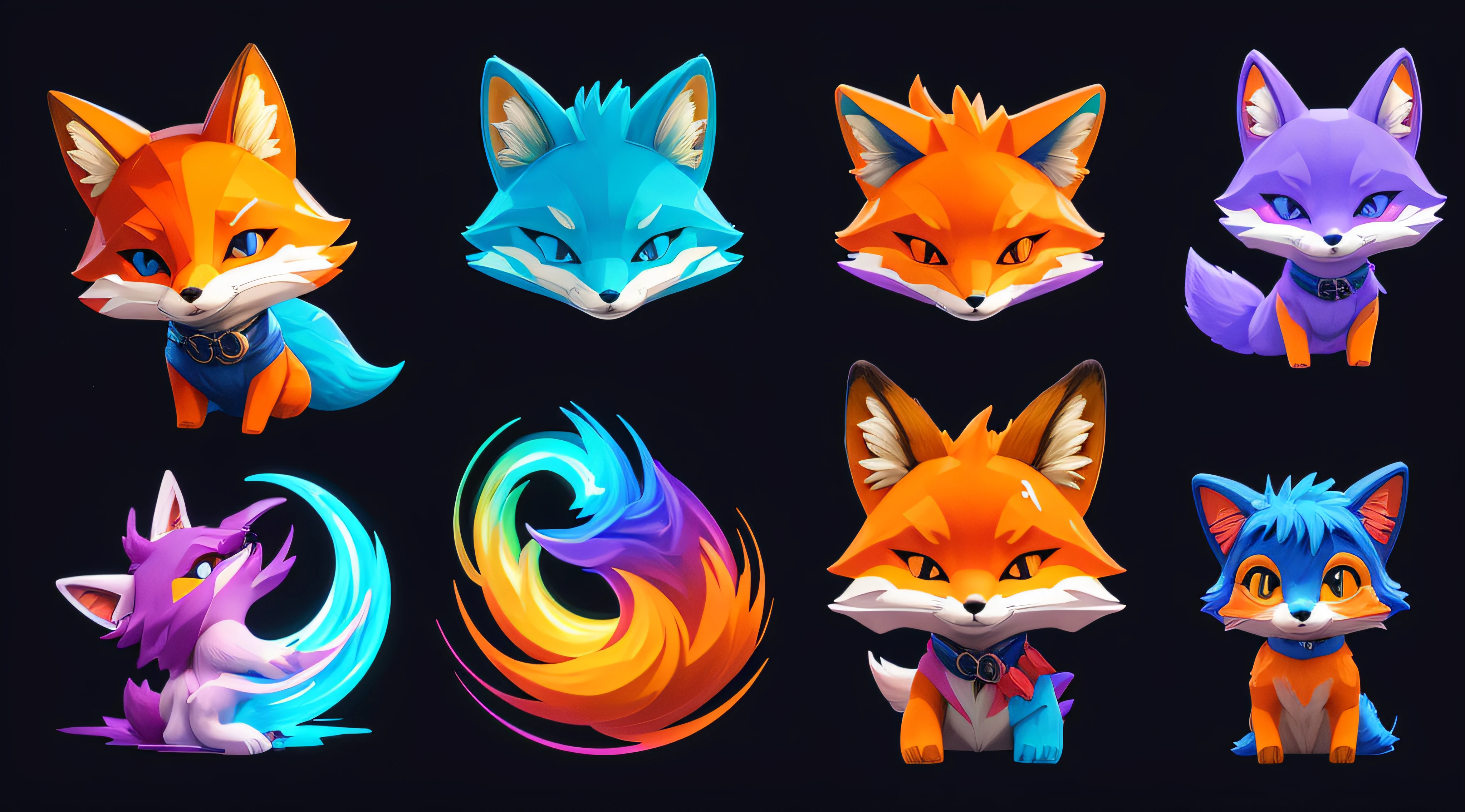 (sticker) 3D fox sticker (bright colors, digital art, digital photography, best quality, HDR, 16k),