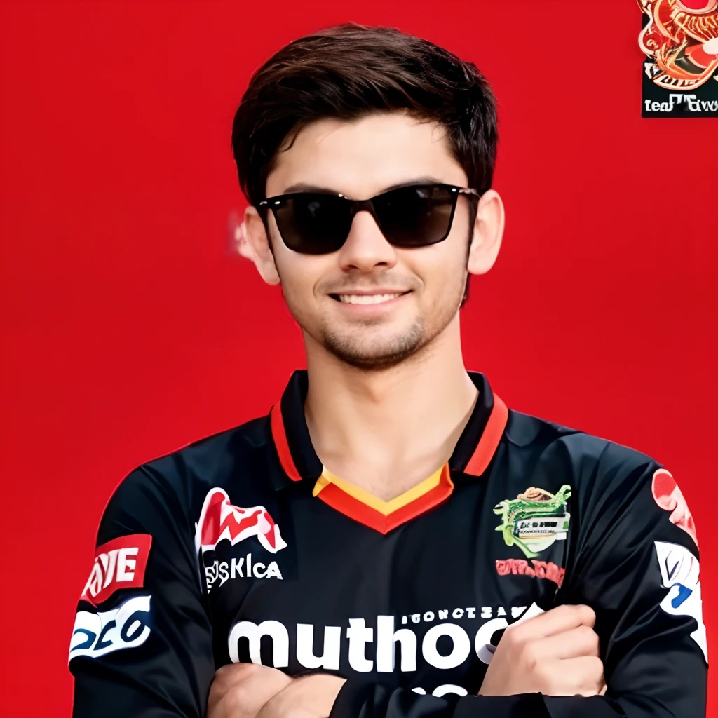 A boys with cricket jersey with realistic face