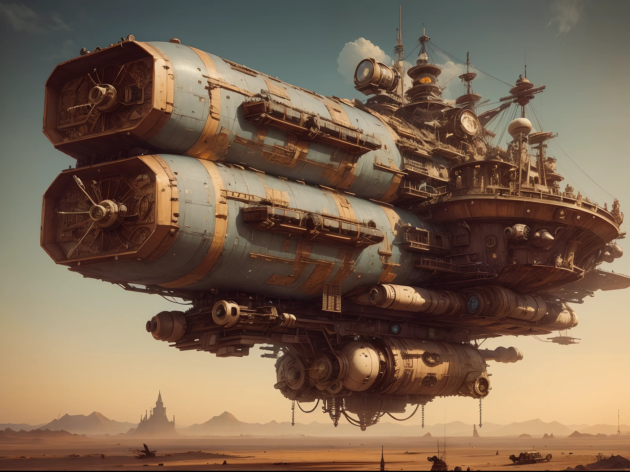 Spaceship, steampunk, canons