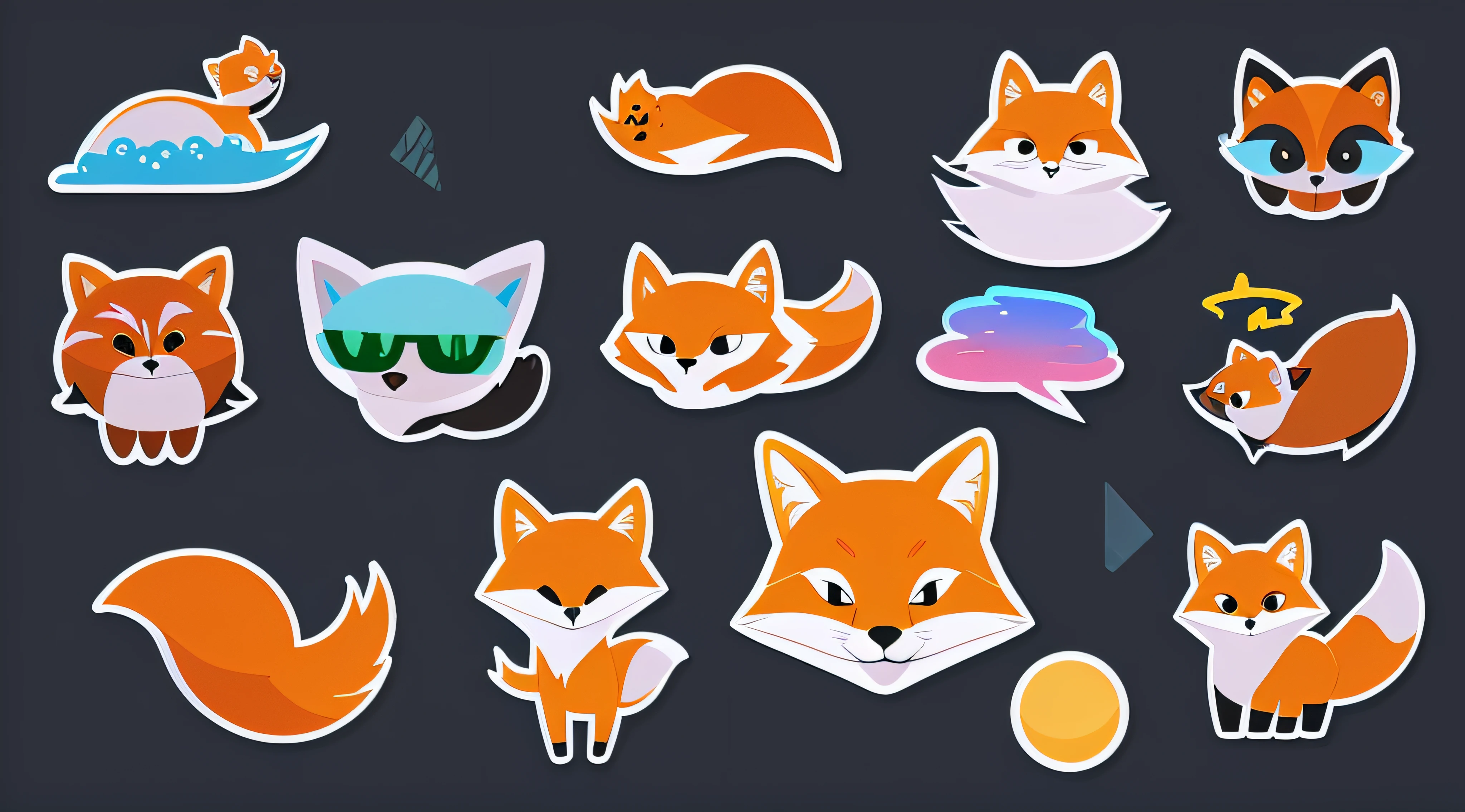 (sticker) 3D fox sticker (bright colors, digital art, digital photography, best quality, HDR, 16k),