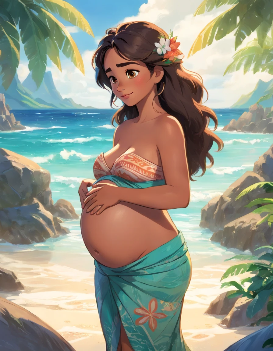 disney princess moana as pregnant with  bump