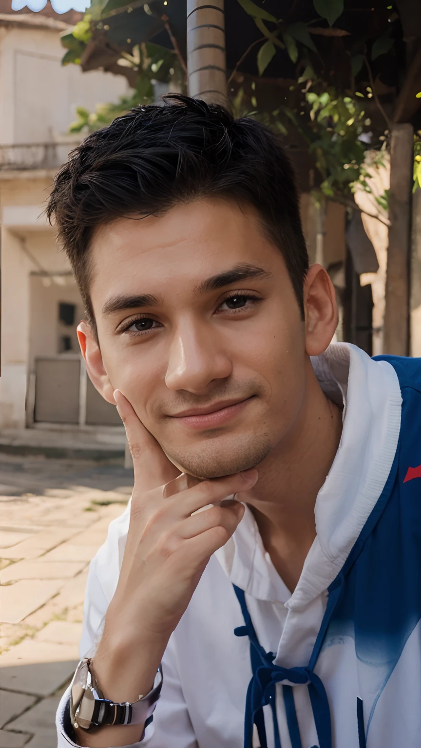 change background, don't change face, real background , boy,