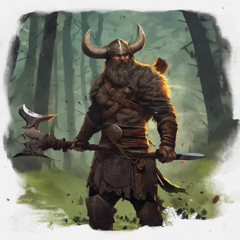(best quality,4k,8k,highres,masterpiece:1.2),(ultra-detailed:1.1),(realistic,photorealistic,photo-realistic:1.37),viking warriors,fighting,bear,forest,exciting battle scene,dramatic lighting,ferocious bear,brave warriors,strong and muscular,sharp weapons,helmet with horns,fur cloaks,ancient weapons,wooden shield with Viking symbols,slashing swords,ax-wielding warriors,flying arrows,victory celebration,courageous warriors with intense expressions,muddy ground,thick trees,green foliage,mist in the air,lush vegetation,wilderness,conflict,adventure,tribal tattoos,great warriors with painted faces,atmospheric,thrilling,action-packed scene,heroic fighters carrying banners,vibrant colors,ominous sky