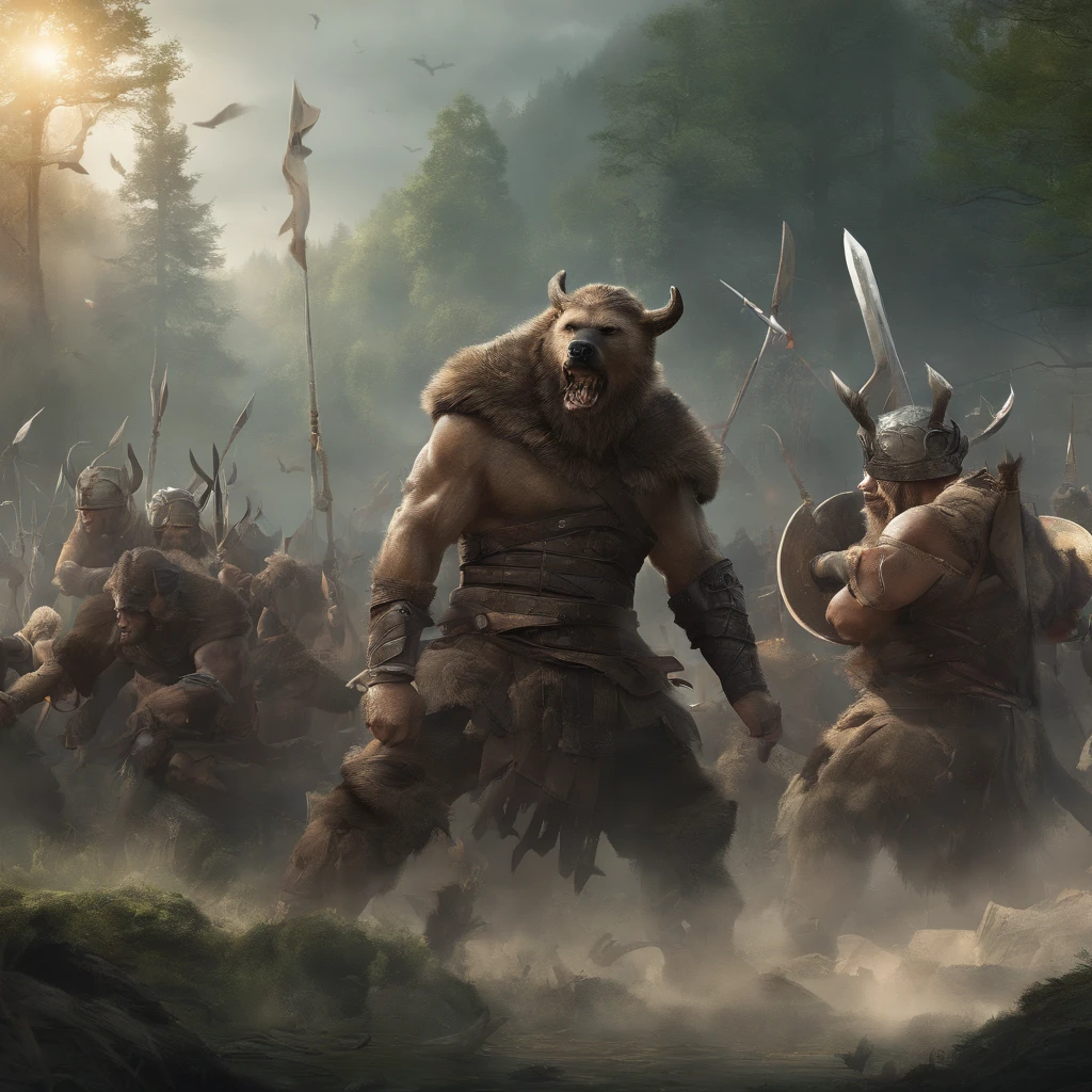 uploaded to e621.net, masterpiece, 8k, hyena, (female:1.2), tall, gray hair, soft figure, heavy, chubby, muscular, (huge breasts:1.1), barbarian outfit, laughing, brown leather outfit, beige fur, spots, (bare paws:1.2), digitigrade, standing, looking at viewer, (huge penis:1.2), (thick penis:1.6), (huge testicles:1.3), (flaccid:1.4), detailed penis, primitive room, wooden throne, (crowded:1.3), (muscular guards:1.5), longhouse, by darkgem, by bng, by duase, by gideon,