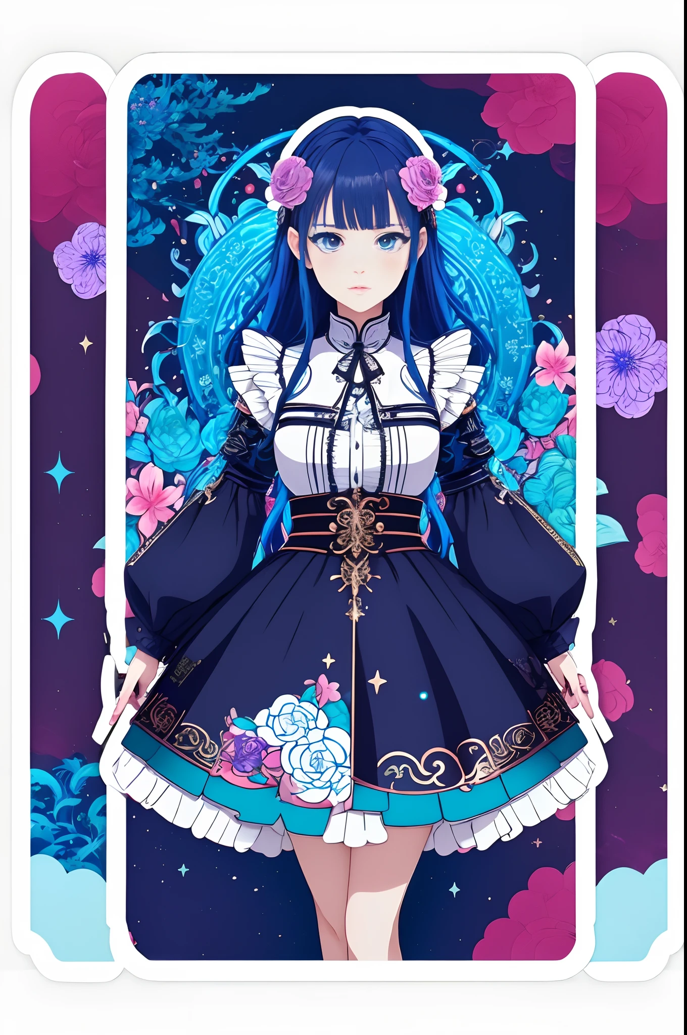 ((Stickers)),((Sticker)),1girll, With a sword, Anime style,Dreamland Wonderland、fanciful,tmasterpiece,k hd,Rich in color,Detailed details,Seven colors,(Best quality,Masterpiece, iintricate,Hyper-detailing,8K UHD,超高分辨率,extremely detailed CG unity wallpaper)