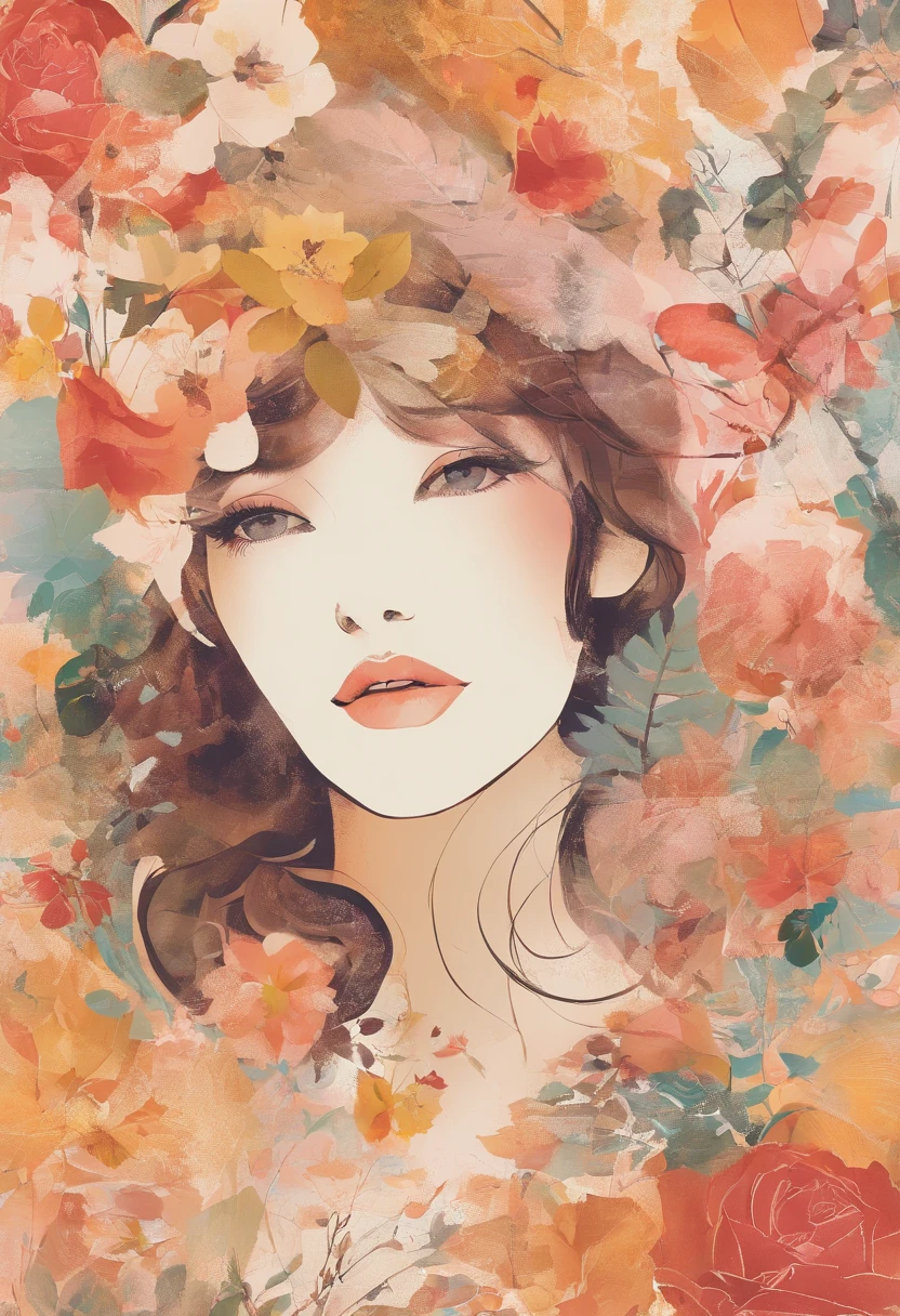 springtime、夏天、autumnal、Winters、1 Adhesive, manual, (elegant girl, extremely beautiful face, Top Rosa, Fresh and fresh), white backgrounid, simple background, minimum, Fisher, Tiny, PastelColors, vectorstyle, no gradien、the golden ratio、top-quality、masutepiece、