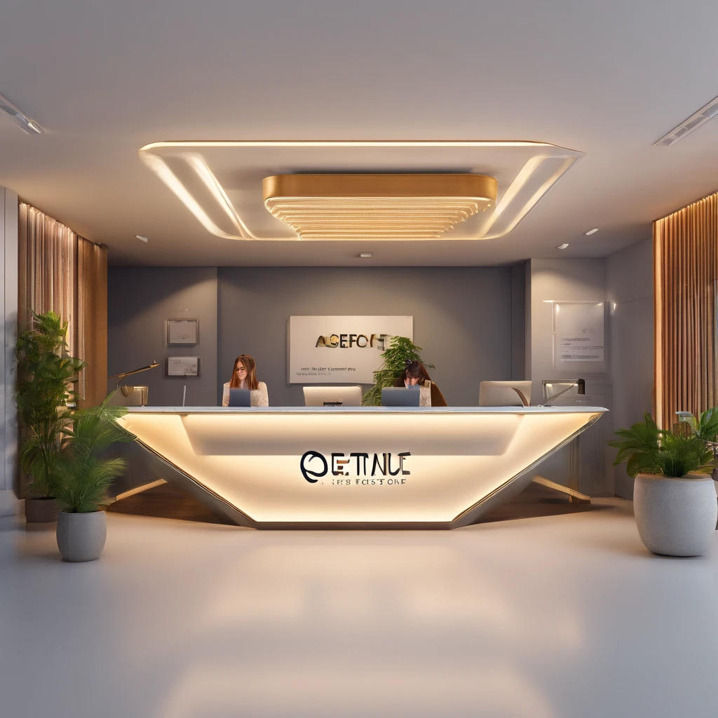 The agency office's interior, featuring a welcoming reception area with a friendly receptionist and a well-lit cabin where the agency representative explains the unique exchange offer to the couple.